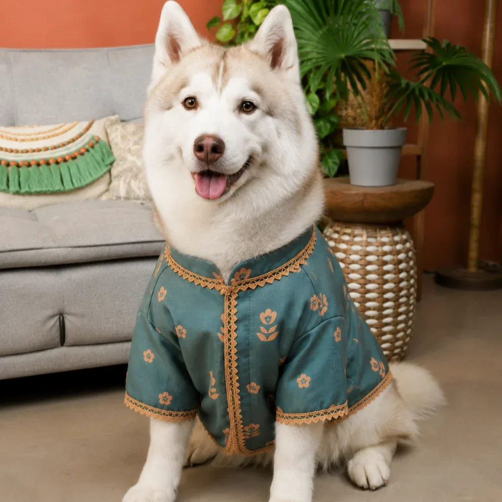 15 Furries Khwaish Kurta for Dogs (Teal Blue) - Image 2