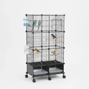 1Pc 46in Bird Cage Spacious Indoor Pet Bird House With 4 Wooden Perches 2 Slide-Out Tray 2 Water Bottle Feeder