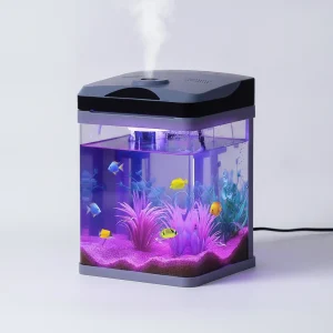 2 Gallon Fish Tank Aquarium LED Smart Square Clear Glass 7 Color Self Cleaning