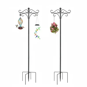 2 Packs Heavy Duty Double Shepherds Hook Bird Feeder Pole Garden Hanging Holder For Bird Feeder Garden Plant