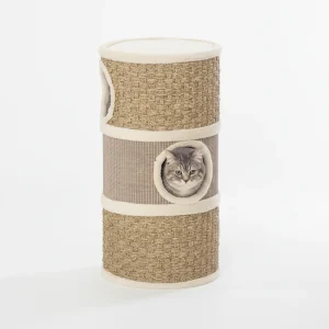 28 Inch Cat Condo, 3 Story Cat Hideaway with Sisal Scratching Pad