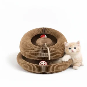 2PCS Kitty Curls Cat Toy - Foldable Accordion Cat Scratcher WithBall - Magic Organ Cat Scratch Board For