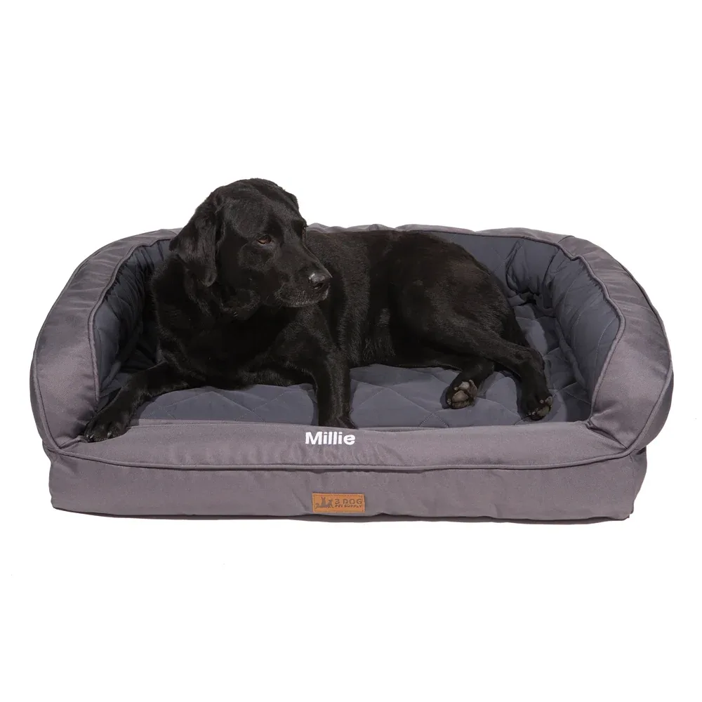 3 Dog Pet Supply EZ-Wash Memory Foam Soft Shell Headrest Dog Bed
