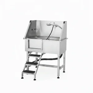 38 Dog Grooming Bath Tub Stainless Steel W Stairs Faucet Left Door
