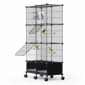 46in Bird Cage Spacious Indoor Pet Bird House With 4 Wooden Perches