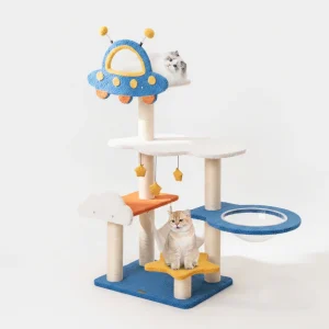 49 Inches Tall Cat Tree With UFO Top Perch Space Capsule And Sisal Scratching Posts
