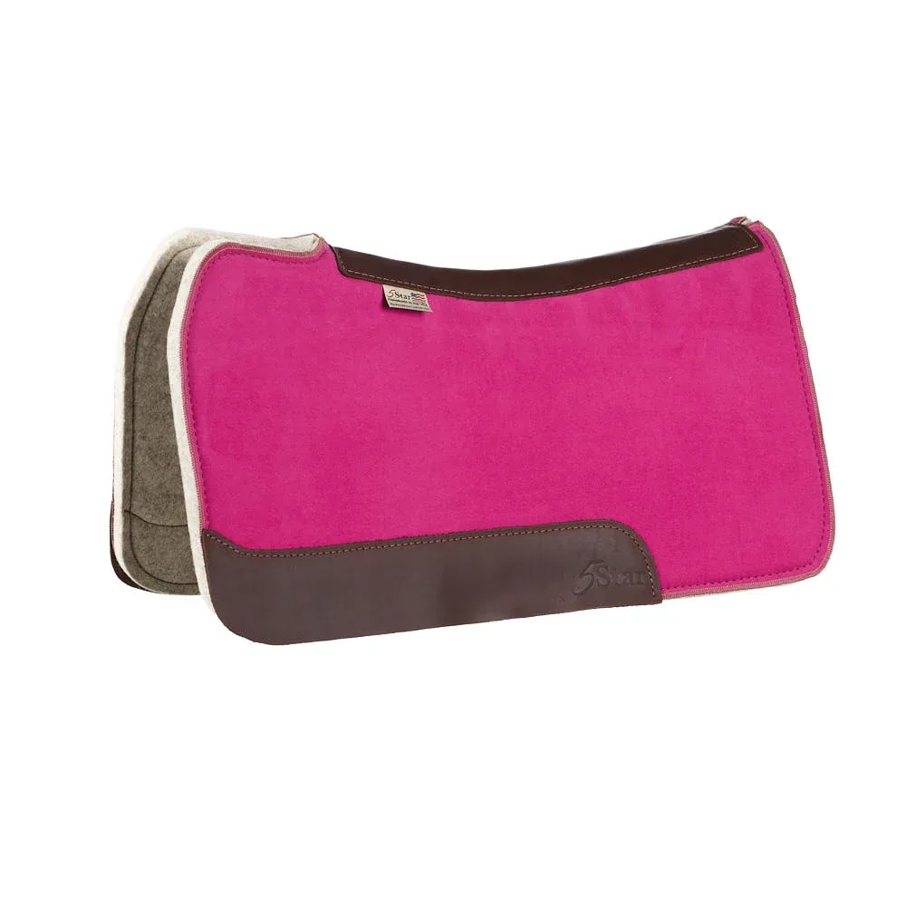 5 Star Equine Products Supplies Inc. 3/4in Natural Flex Fit Barrel Racer Fucshia Pink Suede Top Saddle Pad