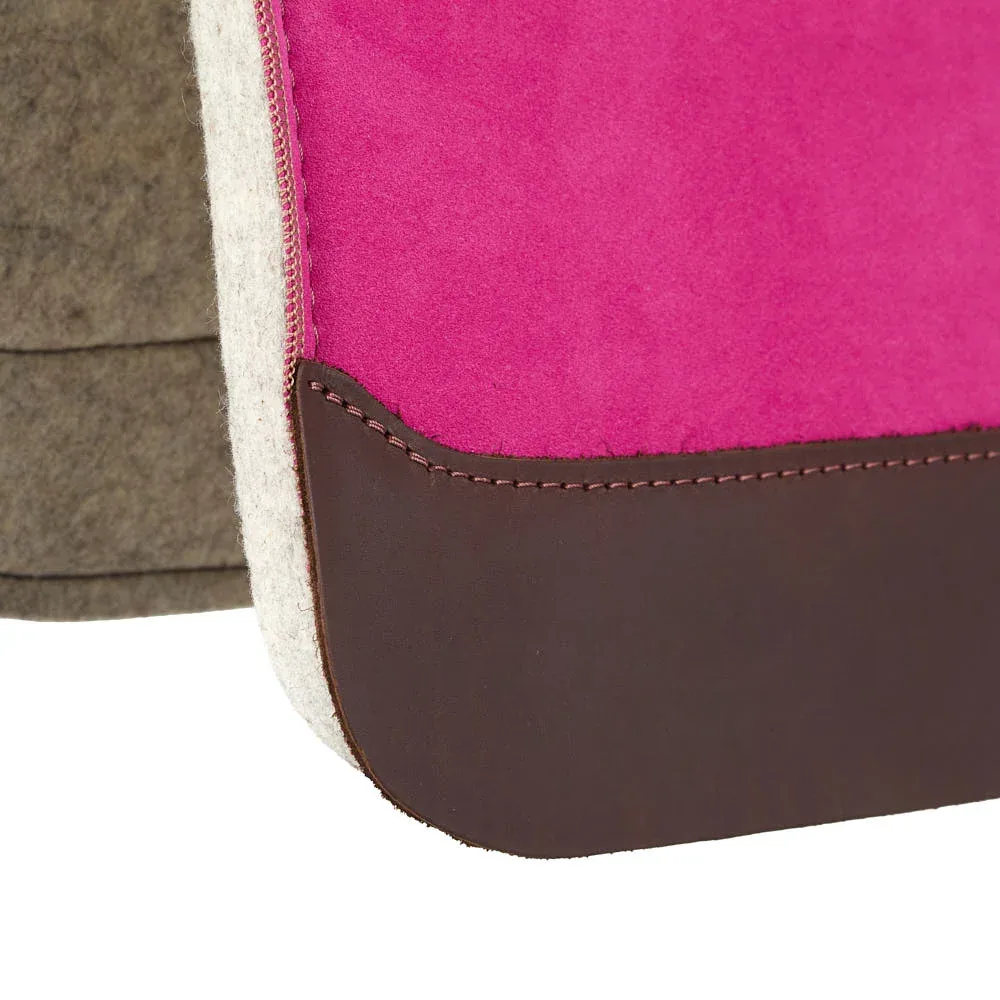 5 Star Equine Products Supplies Inc. 3/4in Natural Flex Fit Barrel Racer Fucshia Pink Suede Top Saddle Pad - Image 2