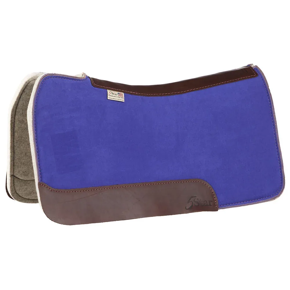5 Star Equine Products Supplies Inc. 3/4in Natural Flex Fit Barrel Racer Indigo Blue Suede Top Saddle Pad
