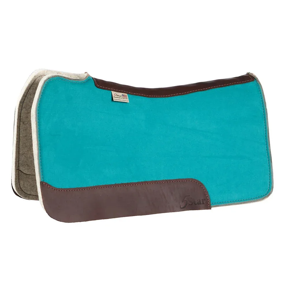 5 Star Equine Products Supplies Inc. 3/4in Natural Flex Fit Barrel Racer Teal Suede Top Saddle Pad