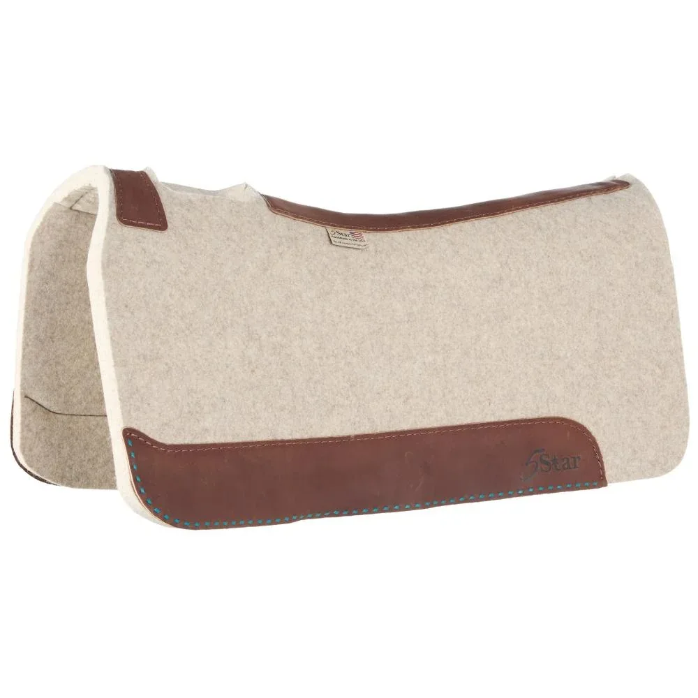 5 Star Equine Products Supplies Inc. 7/8in. 30x30 Natural Felt Saddle Pad with Turq Buckstitch