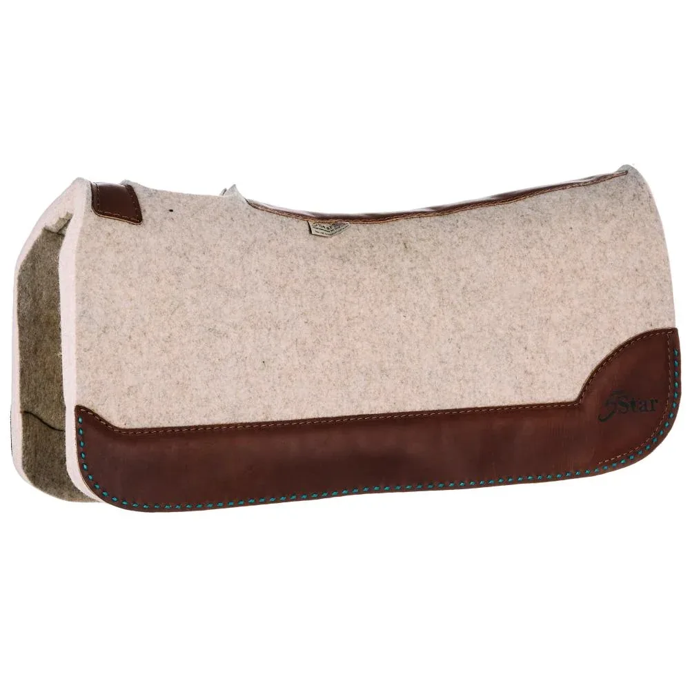 5 Star Equine Products Supplies Inc. 7/8in All Around Natural Felt Saddle Pad with Turq Buckstitch