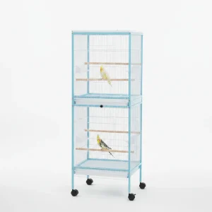 55" 2 In 1 Bird Cage Aviary Parakeet House for finches, budgies with Wheels, Light Blue
