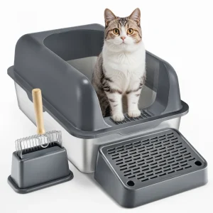 6 In Deep Cat Litter Box Odor-Free Litter Box With Filtering Foot Board