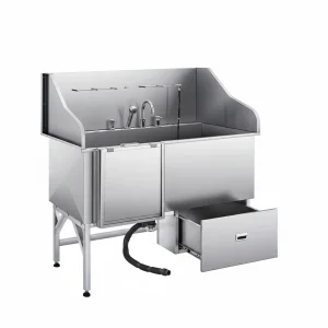 61 Inch Dog Grooming Bath Tub Stainless Steel W Ramp Water Filter Left