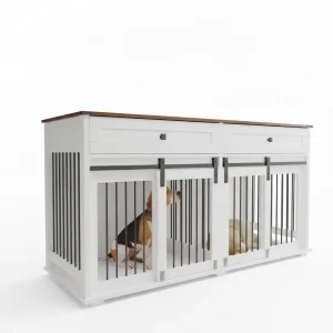63'' Large Dog Crate Furniture For Double Dog
