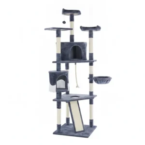 79-inch Cat Tree Tower, Large Multi-story Cat Climbing Tower, Natural Sisal Grabber Posts, Extended Platform,