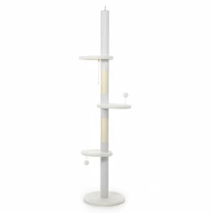 8.4 Floor to Ceiling Cat Tree, Adjustable Height, White