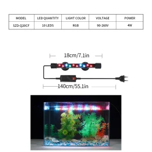 90-260V Aquarium Light LED Waterproof Fish Tank Clip Light Underwater Decor Lighting Submersible Lamp Plant
