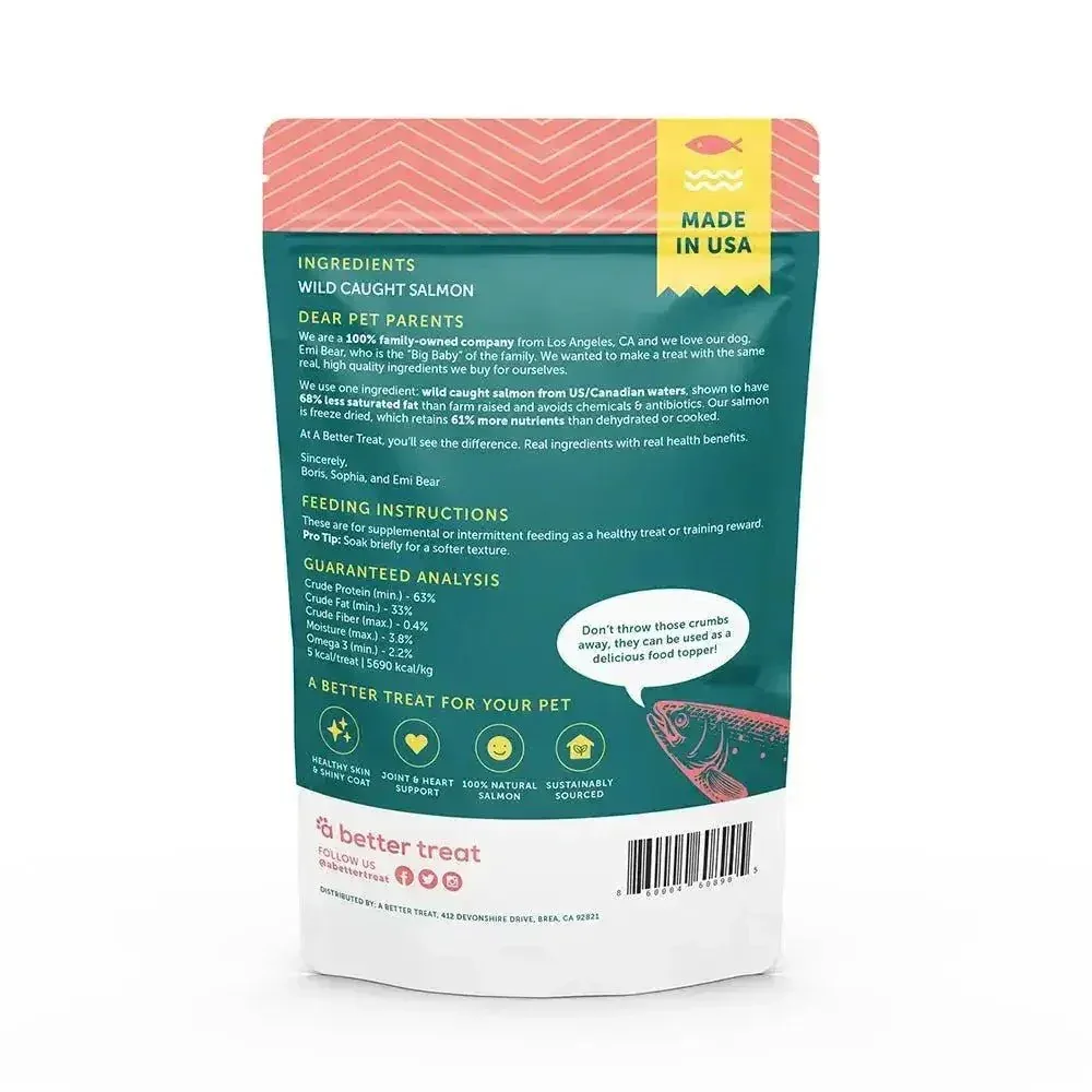 A Better Treat Freeze Dried Raw Wild Caught Salmon Dog and Cat Treats 3 oz