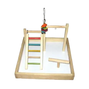 A & E Cages Happy Beaks Wood Tabletop Play Station 1ea/17In X 17In X 12 in.
