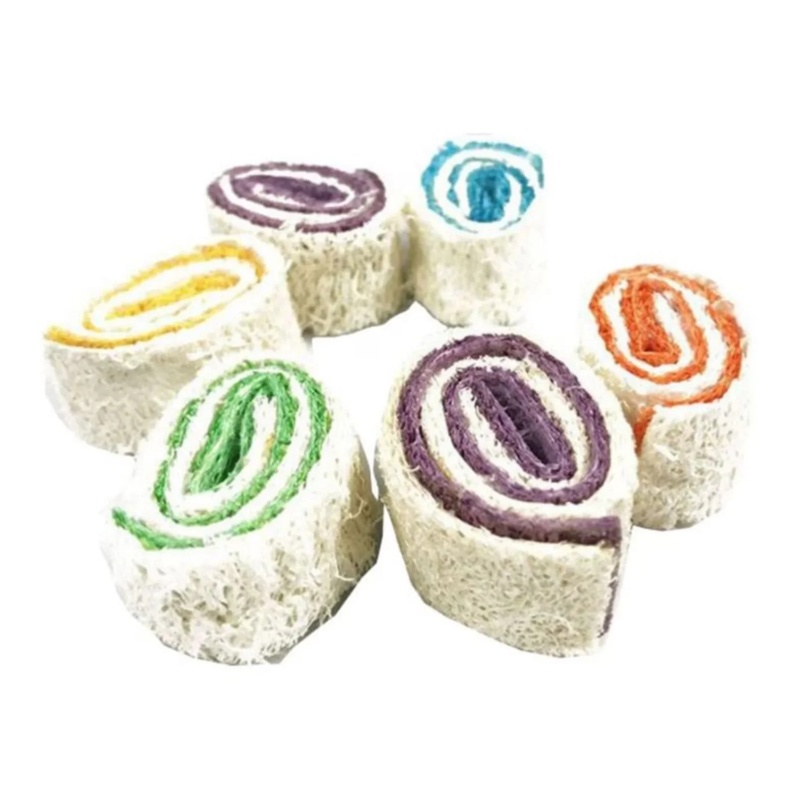 A & E Nibbles-Loofah-Roll-Ups-Chew-Toy-Assorted