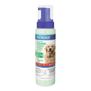 Adams Plus Flea & Tick Foaming Shampoo Cucumber Aloe Sensitive Skin 10oz