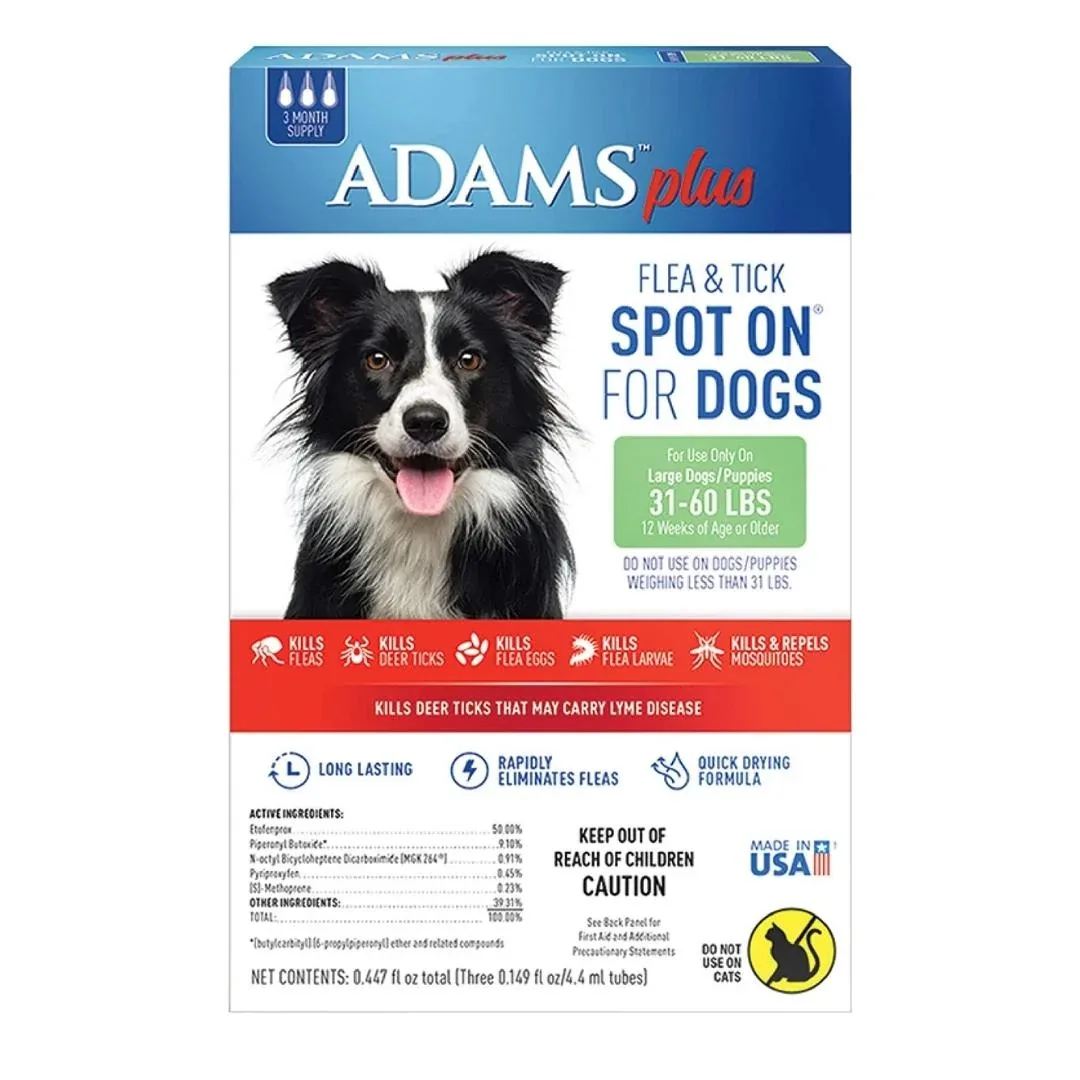 Adams Plus Flea & Tick Spot On for Large Dogs 3 Month