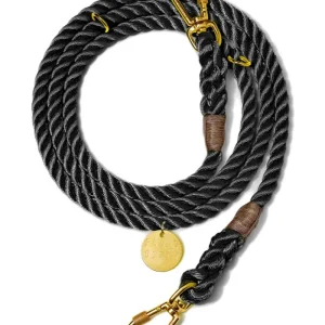 Adjustable Rope Dog Lead in Black (Made in the USA)