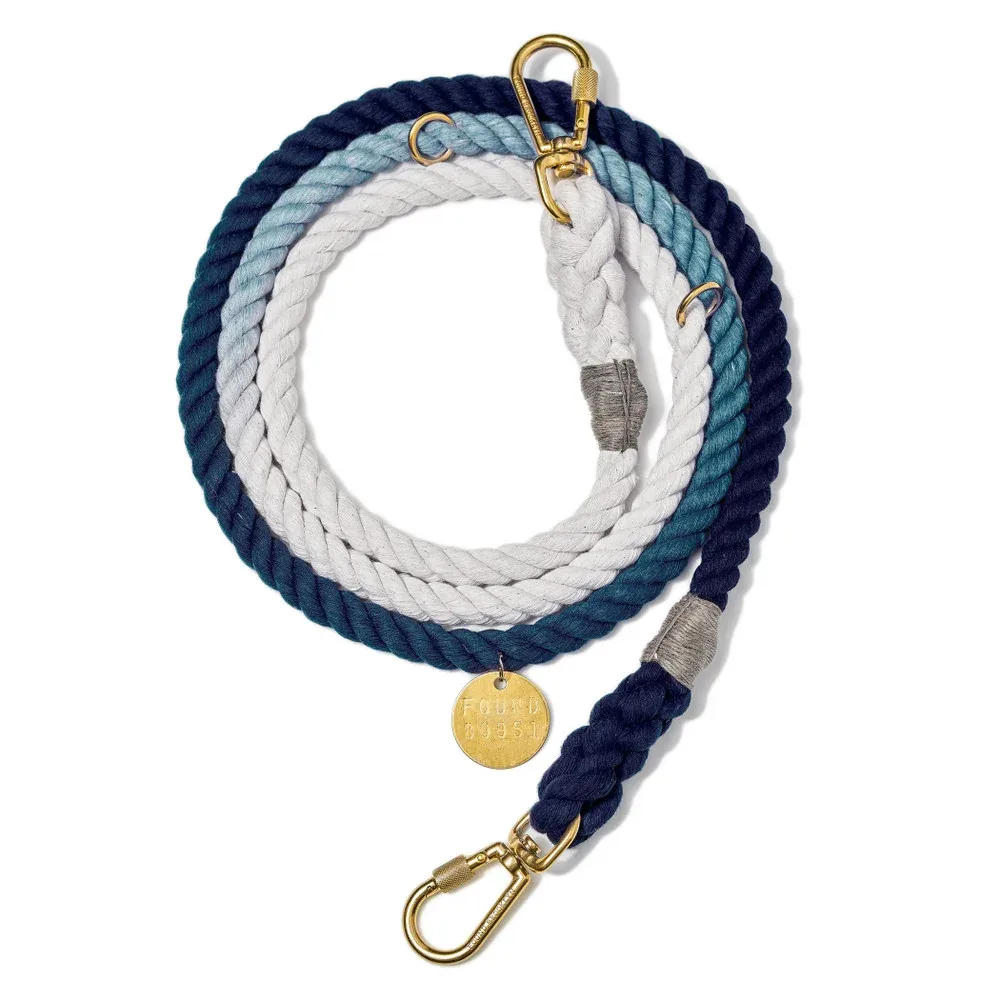 Adjustable Rope Dog Lead in Indigo Ombre (Made in the USA) <>
