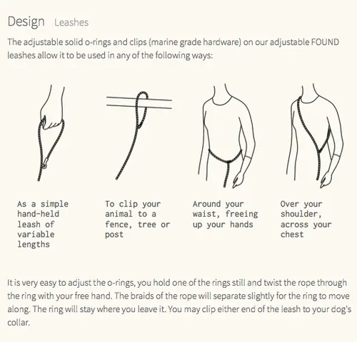 Adjustable Rope Lead in Natural Rope - Image 2