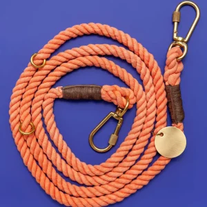 Adjustable Rope Lead in Peach (Made in the USA)