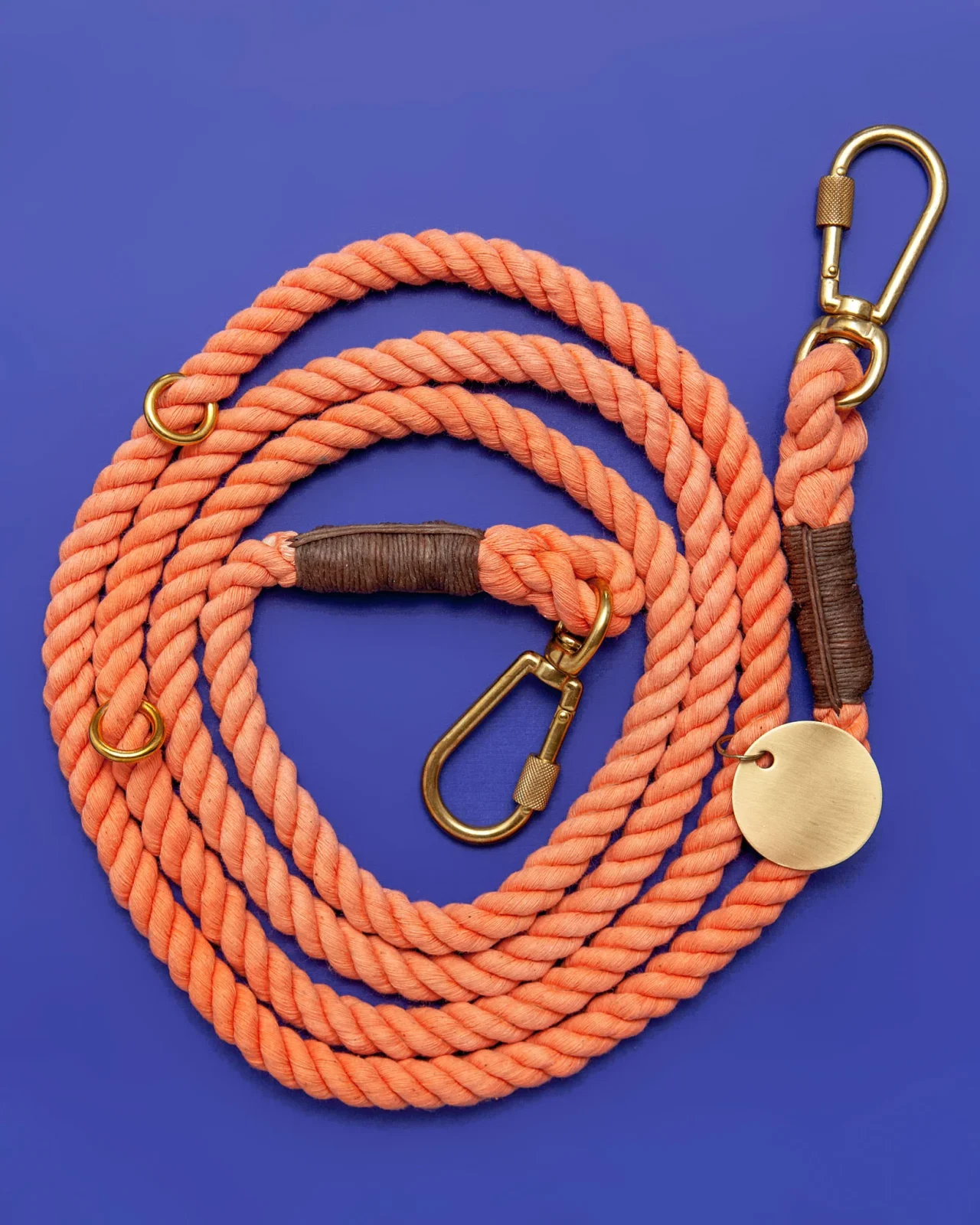 Adjustable Rope Lead in Peach (Made in the USA)