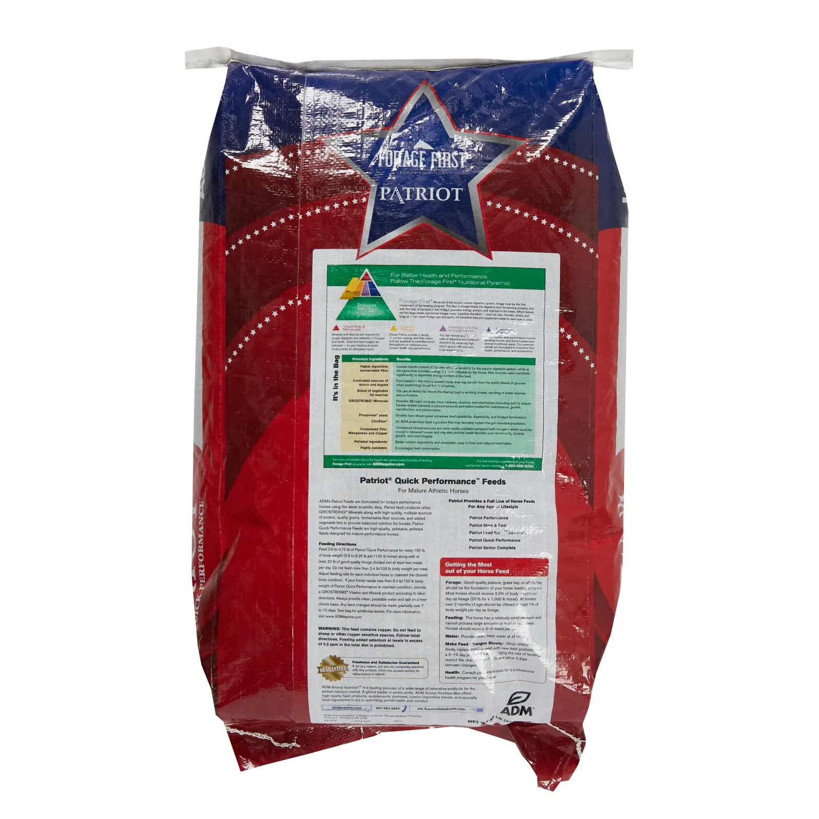 Adm Animal Nutrition Patriot Quick Performance Horse Feed 50lb Bag - Image 2