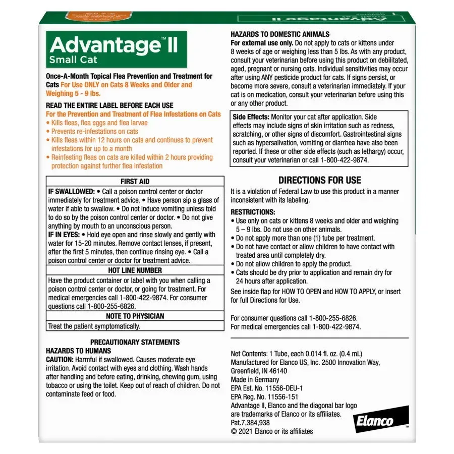 Advantage II Flea Treatment for Small Cats