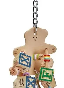 AE Cage Company Happy Beaks Leather Bear with ABC Blocks Assorted Bird Toy