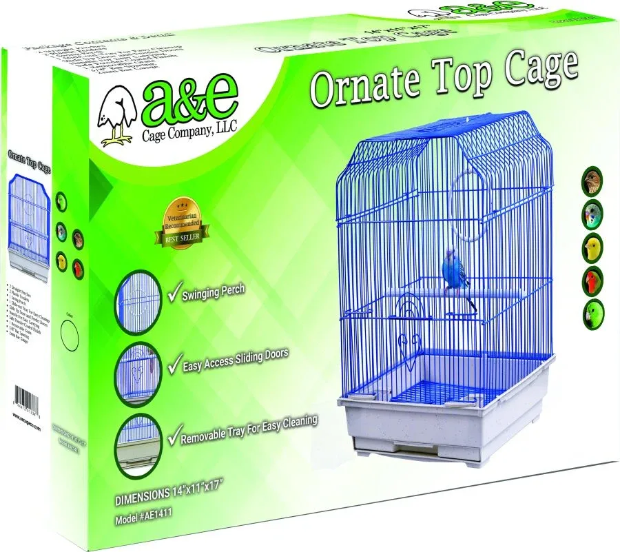 AE Cage Company Ornate Top Bird Cage Black