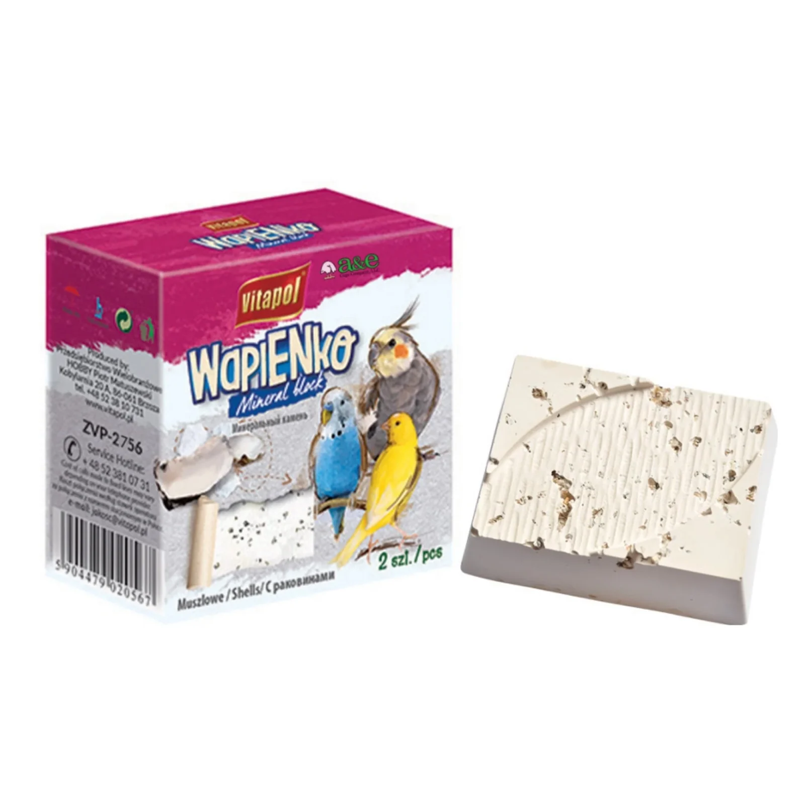 A&E Vitapol Infused Mineral Block with Sea Shells 190g