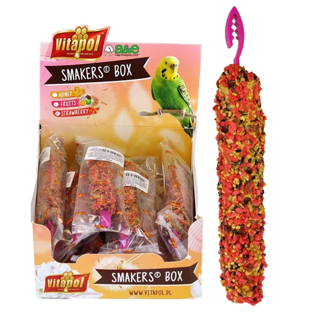 A&E Vitapol Smakers Parakeet Treat Sticks Display Box Strawberry 12ct - Image 2