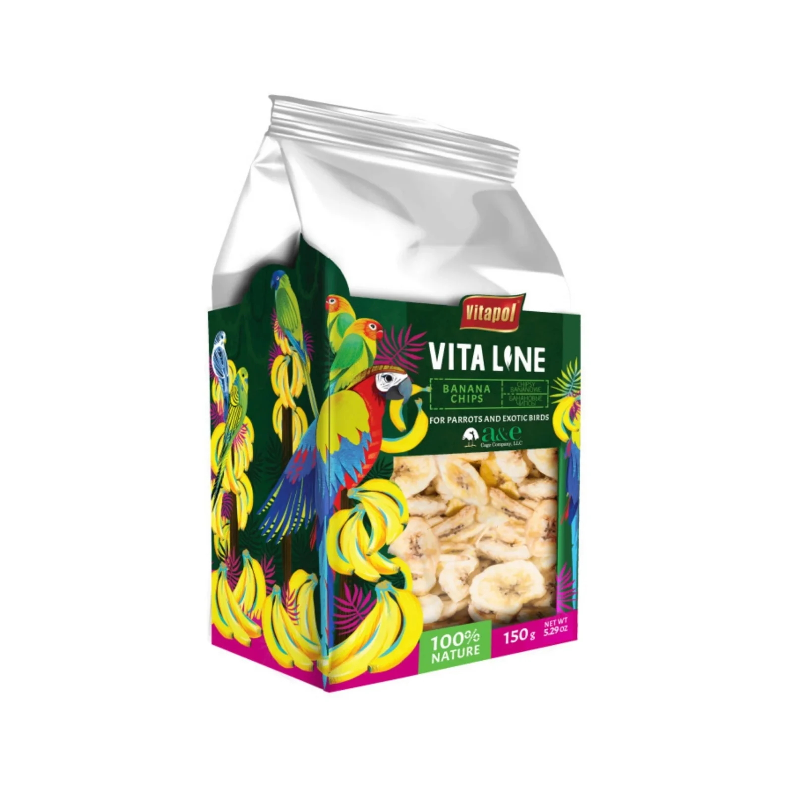 A&E Vitapol Vita Line Banana Chips for Parrots and Exotic Birds 150g