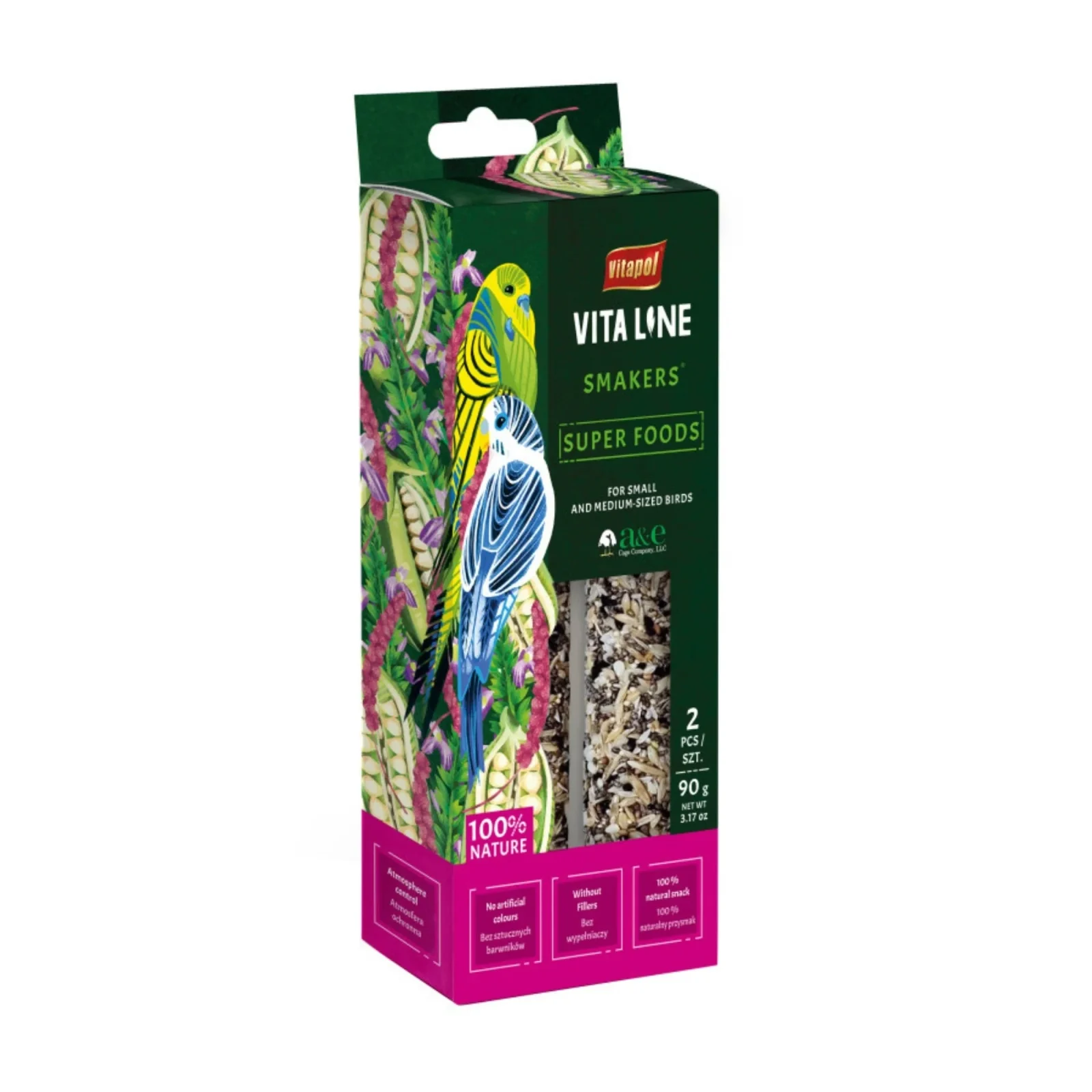 A&E Vitapol Vita Line Smakers Super Foods for Small/Medium Size Birds 2pk