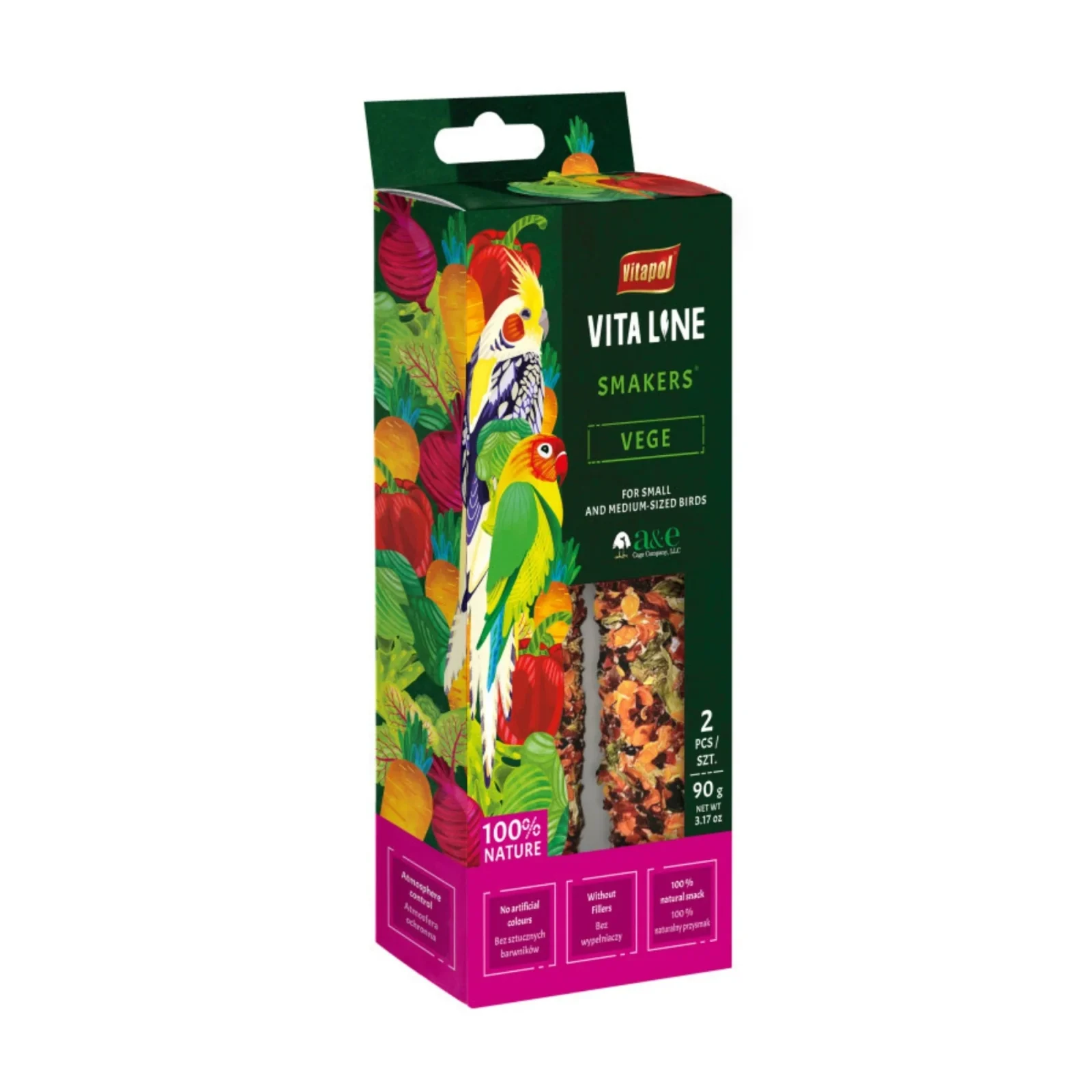 A&E Vitapol Vita Line Smakers Vege for Small/Medium Size Birds 2pk