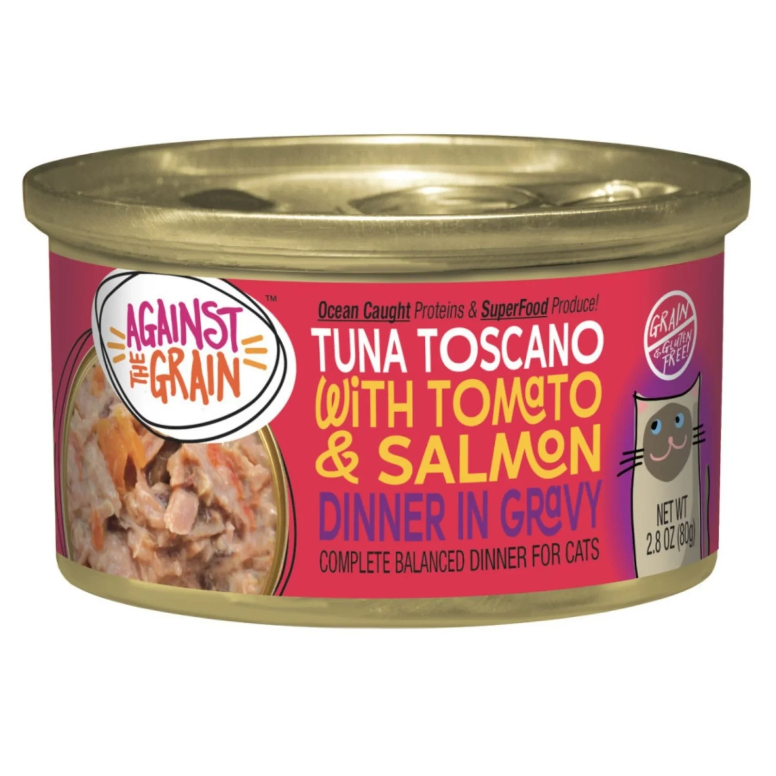 Against the Grain Tuna Toscano With Salmon & Tomato Dinner Wet Cat Food 2.8 oz. 24 ct