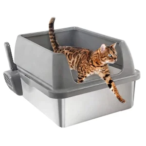 All For Paws High Sided Cat Litter Box W/ Hanging Litter Scoop, XL Size Suitable For All Breeds