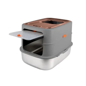 All For Paws Multi-Entry Hooded Cat Litter Box W/ Litter Scoop, Non-Slip Feet & Anti-Tracking Mat