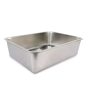 All For Paws Stainless Steel Cat Litter Pan W/ Non-Stick Bottom, Durable & Easy-To-Clean