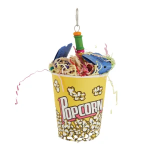 All Living Things® Movie Time Popcorn Bird Toy - Foraging Toy for Small & Medium Pet Birds
