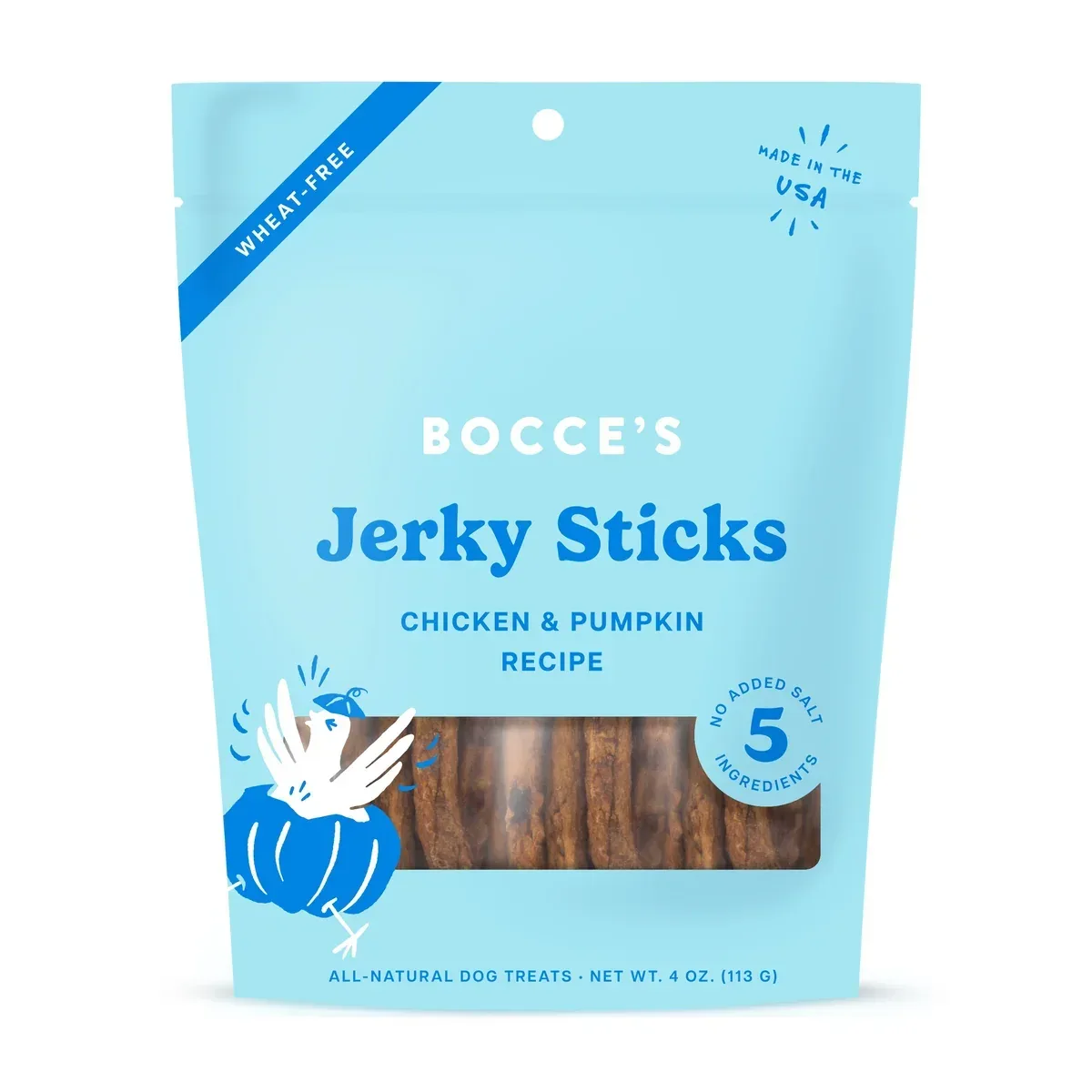 All-Natural Dog Jerky Treats - Bocce's Bakery Chicken Grazers Jerky Sticks (4oz)