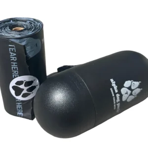 Alpha Dog Pack Compostable Poop Bag Dispenser - Pill-Shaped Dog Leash Attachment - 15 ASTM Certified Bags