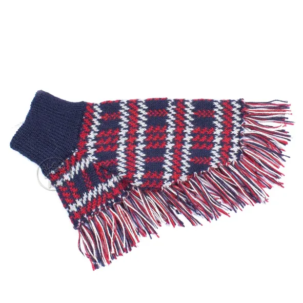ALQO WASI | Blue Plaid Sweater Poncho - Image 2